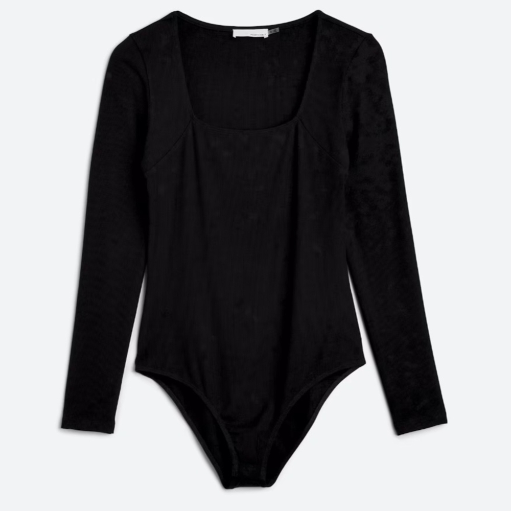 Kaileigh Black Long Sleeve Fitted Bodysuit